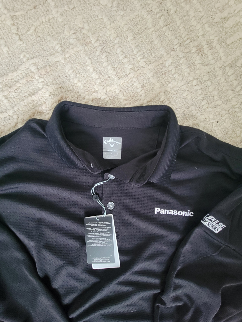 Callaway Black Men's Long-Sleeve Golf Polo with Panasonic Logo, L - Picture 3 of 3